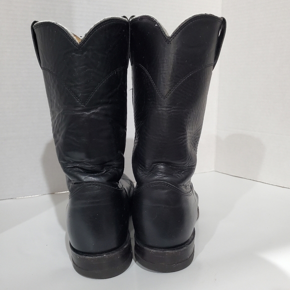 Justin Boots 3133 E Black Leather traditional Roper Boots Mens Size 8 D - Picture 9 of 11